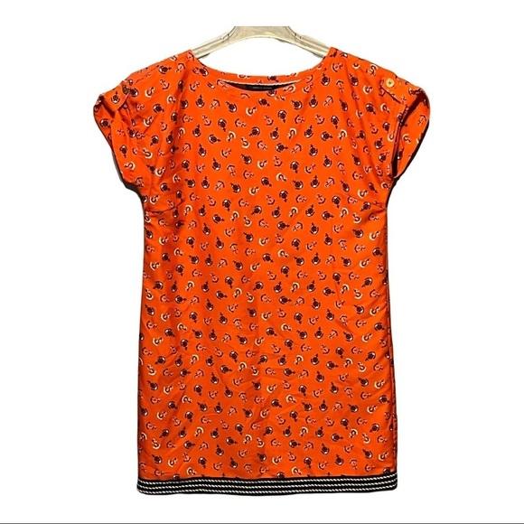 Tommy Hilfiger Anchor Print Shift Dress Orange Nautical Coastal Classic Preppy - Picture 6 of 8